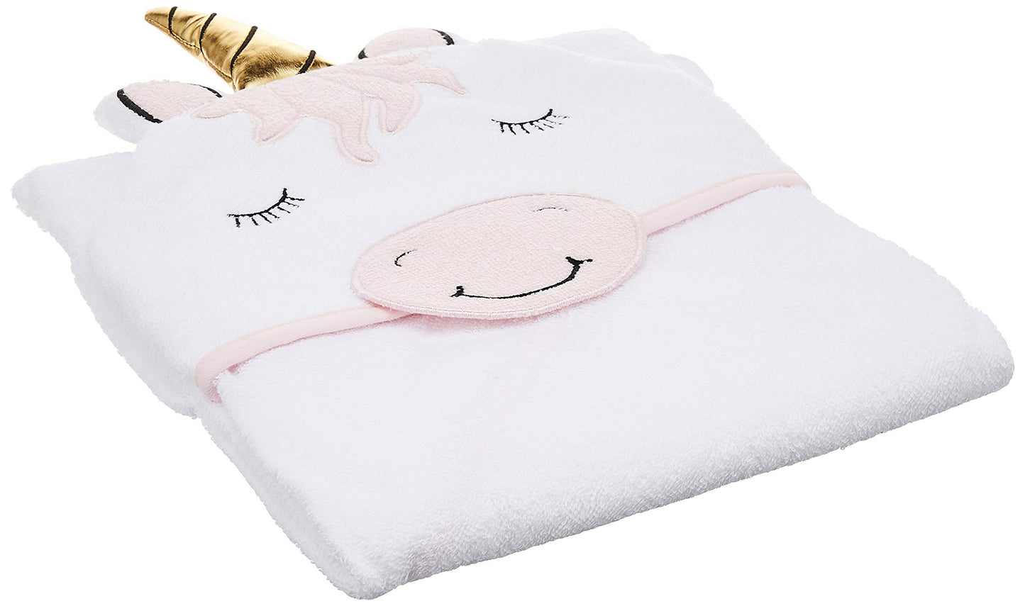 Hudson Baby Unisex Baby Cotton Animal Face Hooded Towel, Pretty Elephant, One Size