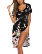 Ekouaer Women's Nightshirt Short Sleeve Button Down Nightgown V-Neck Sleepwear Pajama Dress