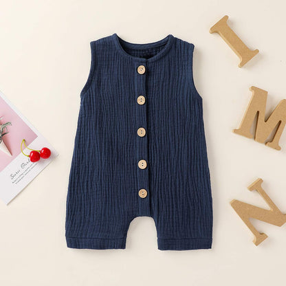 Infant Newborn Baby Boys Girls Cotton Linen Romper Summer Jumpsuit Sleeveless Overalls Clothing Set