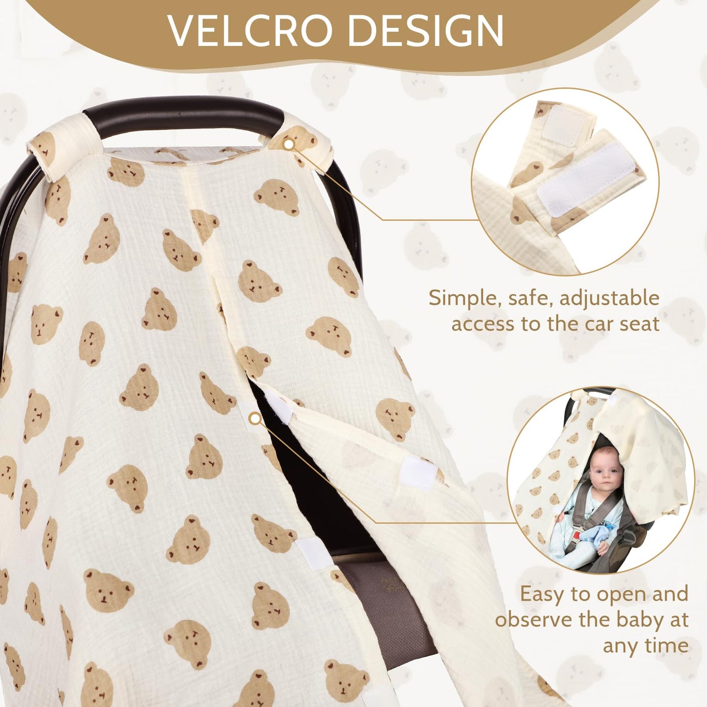 Muslin Car Seat Cover Baby Girls Boys, Summer Cotton Baby Car Seat Cover for Carseat, Comfortable Nursing Cover, Soft Baby Blanket, Breathable Lightweight Infant Stroller Canopy, Rainbow