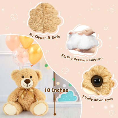 MorisMos 6Pcs Teddy Bears Bulk Baby Shower, 14inch Cute Teddy Bear Stuffed Animals Plush, Small Stuffed Bears on Centerpiece Baby Shower, White