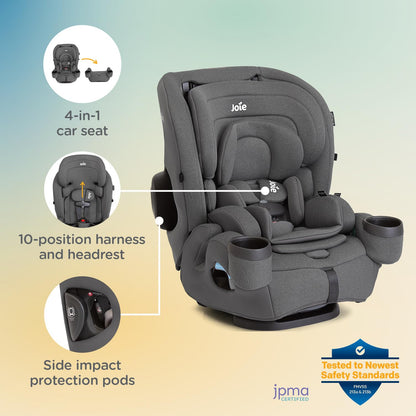 Saffron SI 4-in-1 Car Seat – Car Seat for Infants to Toddlers to Big Kids - 4 Modes, 10-Position No-Rethread Headrest & Harness (Dove)