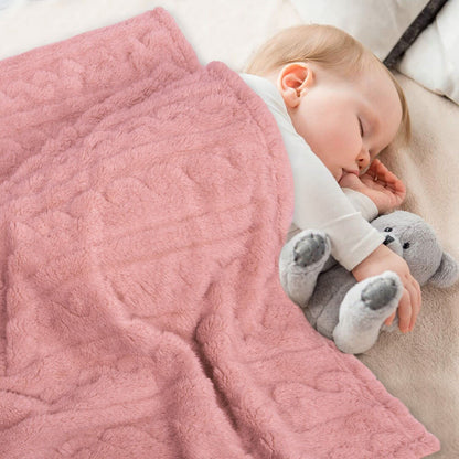 HOMRITAR Baby Blanket for Girls Toddlers 3D Fleece Fluffy Fuzzy Blanket for Baby, Soft Warm Cozy Fleece Blanket, Infant or Newborn Receiving Blanket 330GSM (30 x 40 Inch, Pink)