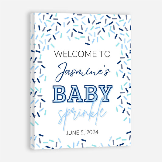 Personalized A Little Snowflake Is On The Way Welcome Sign, Pink, Girl, Winter Baby Shower Canvas