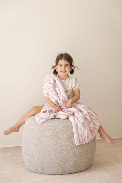 Cuddle Cookie Baby Wavey Faux Fur Blanket, 27 x 33 inches, in Gift Box (Pink)