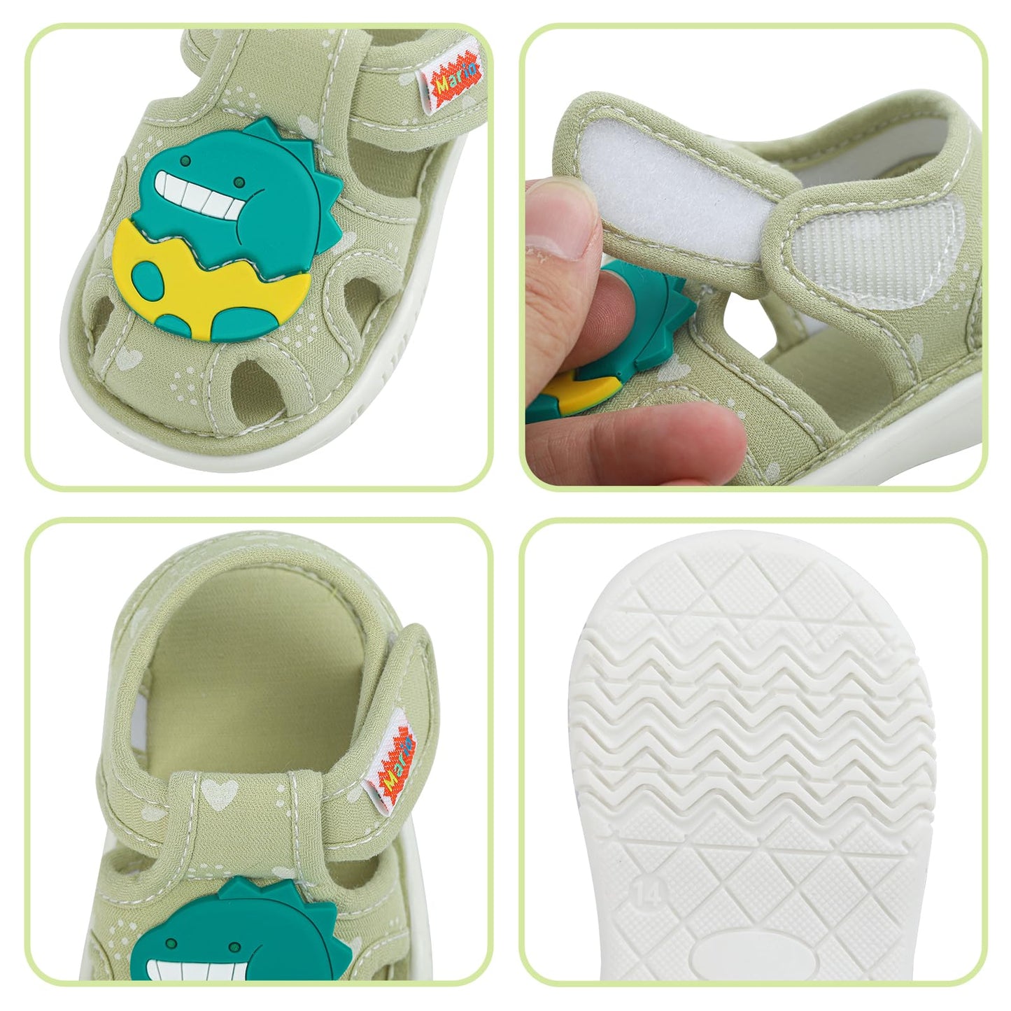 ESTAMICO Baby Boys Girls Sandals Cute Animal Summer Shoes Breathable Non Slip First Walker, 18-24 Months Toddler, Light Blue