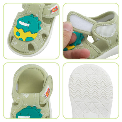 ESTAMICO Baby Boys Girls Sandals Cute Animal Summer Shoes Breathable Non Slip First Walker, 18-24 Months Toddler, Light Blue