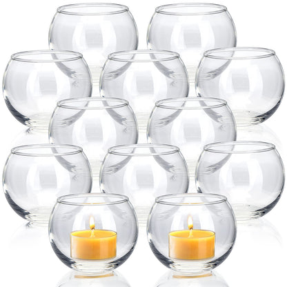 Volens Round Blue Votive Candle Holders Set of 12, Blue Wedding Centerpiece Table Decorations, Mercury Glass Tealight Candle Holder for Bridal Shower, Baby Shower & Home Decor