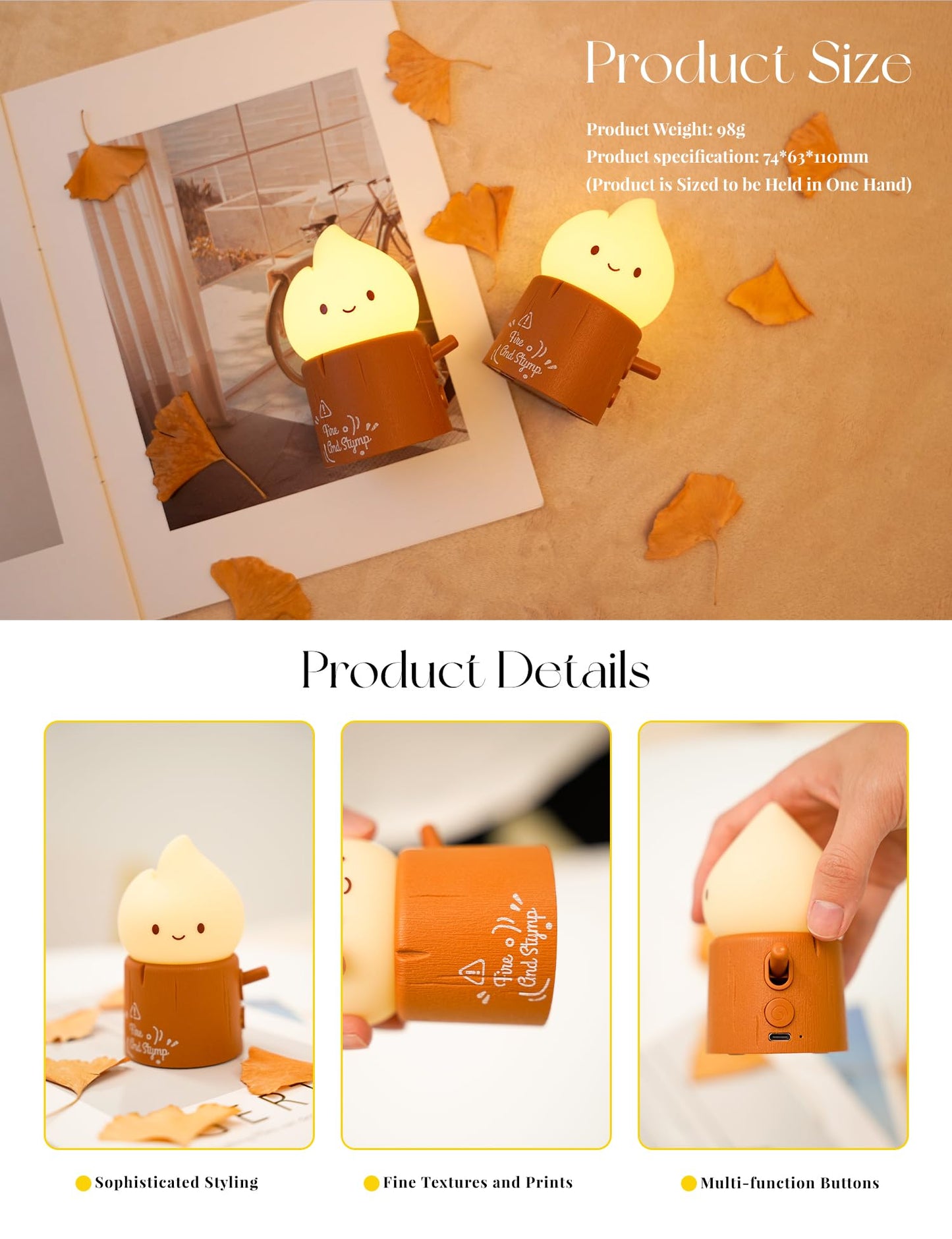 Cute Chibi Flame Lamp, Anime Cozy Lights, Retro Rechargeable Night Light, Decor, Cute Desk Accessories, Gifts