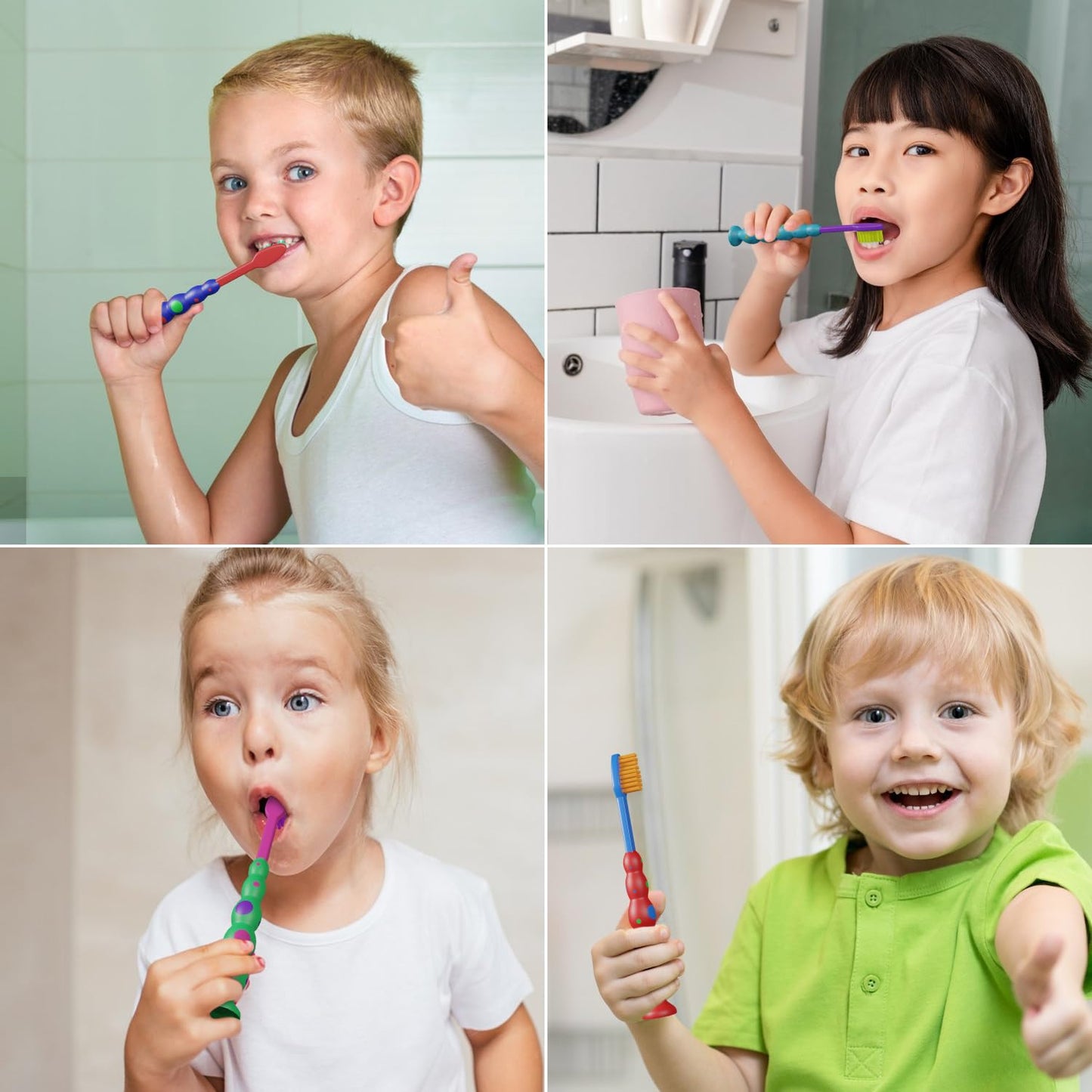 Kids toothbrushes 6 Pack Set Soft Bristles with Suction Cup, Includes Travel Covers, Bear Panda toothbrushes for Kids Boys & Girls, Toddlers &Children Teeth Age 3+