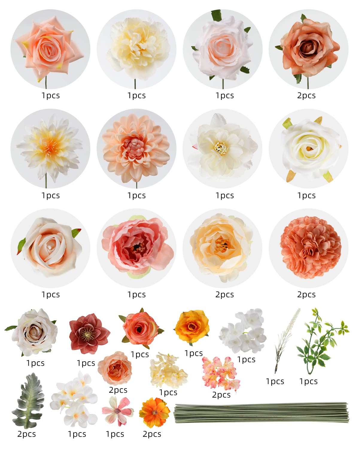 Artificial Flowers Combo for DIY Wedding Bouquets Combo Centerpieces Arrangements Party Bridal Baby Shower Home Decorations-Blush Pink