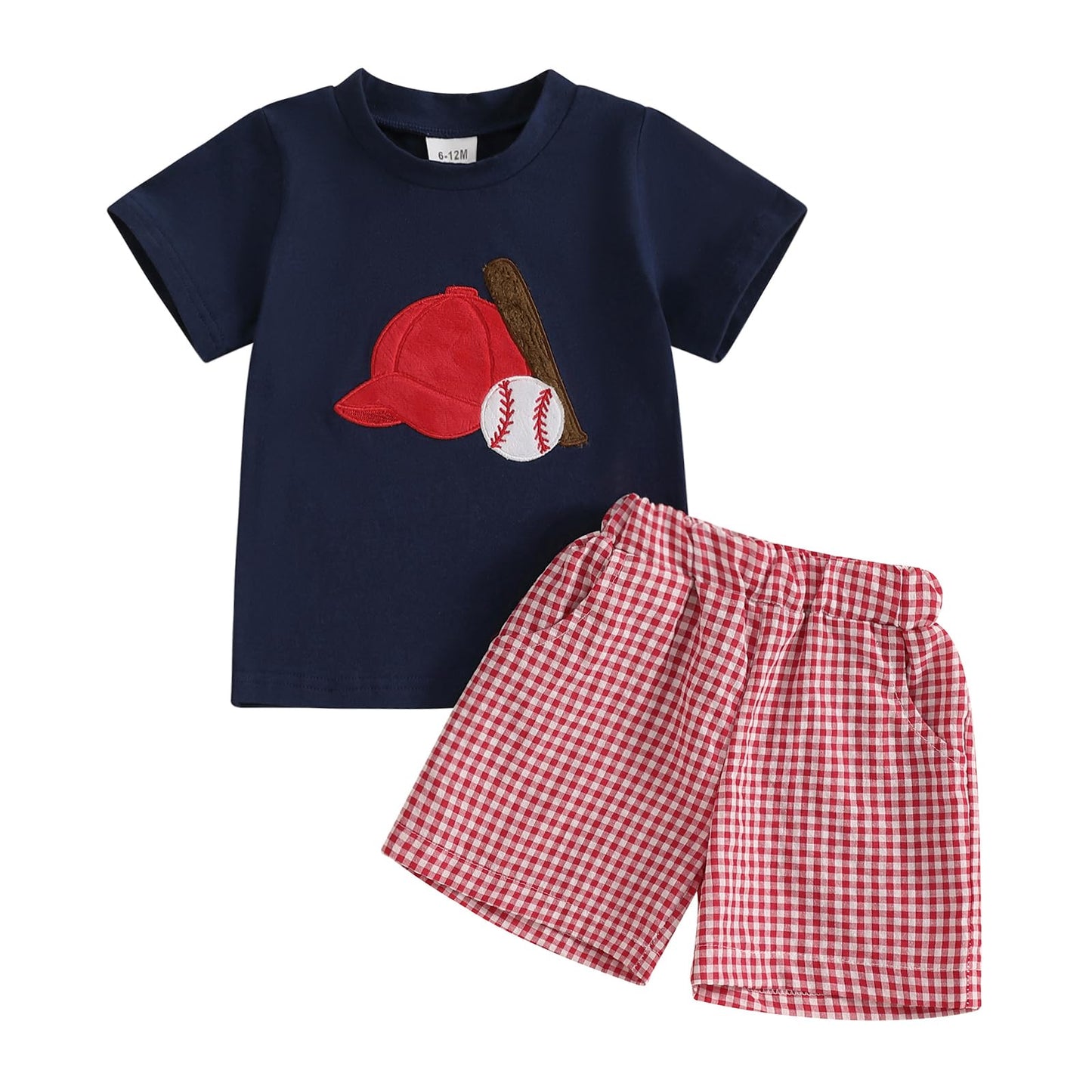 Toddler Baby Boy Baseball Outfit Short Sleeve T-shirt and Drawstring Shorts 2 Piece Baseball Clothing Sets