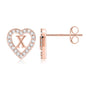Anoup Heart Initial Stud Earrings - Gifts for Girls, Sterling Silver Post 14K Gold Plated All Over Hypoallergenic | CZ Simulated Diamond Stud Earrings | Birthday Gifts for Kids Toddlers Daughter