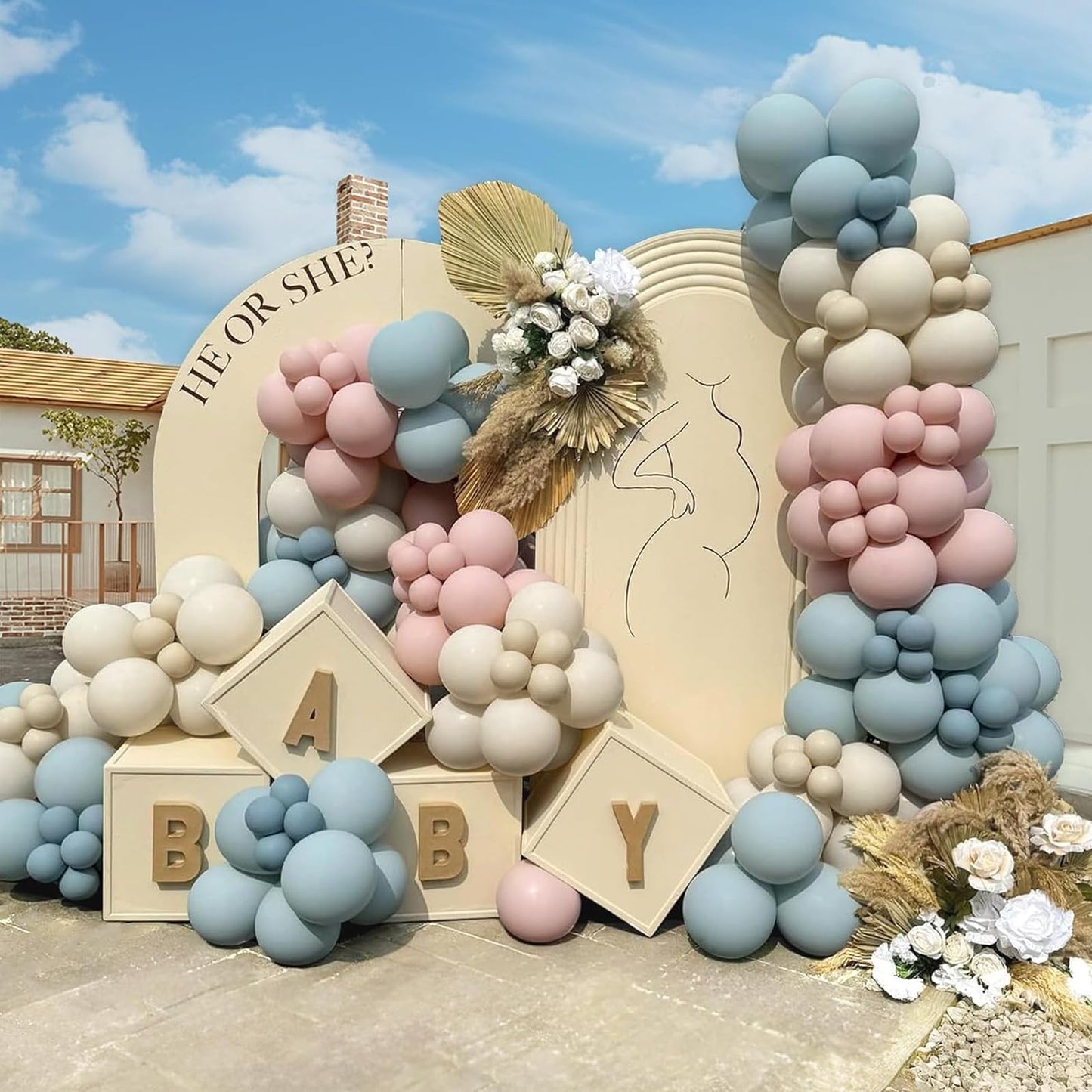 Dusty Blue Balloons Garland Arch Kit 139Pcs Fog Blue White Sand Balloons for Baby Shower Birthday Bear Theme Wedding Bride Anniversary Gender Reveal Party Decorations for Boy Girl Adult