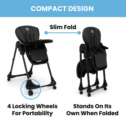 Delta Children Little Folks 2-in-1 SlimFold High Chair for Babies and Toddlers, Sage Green