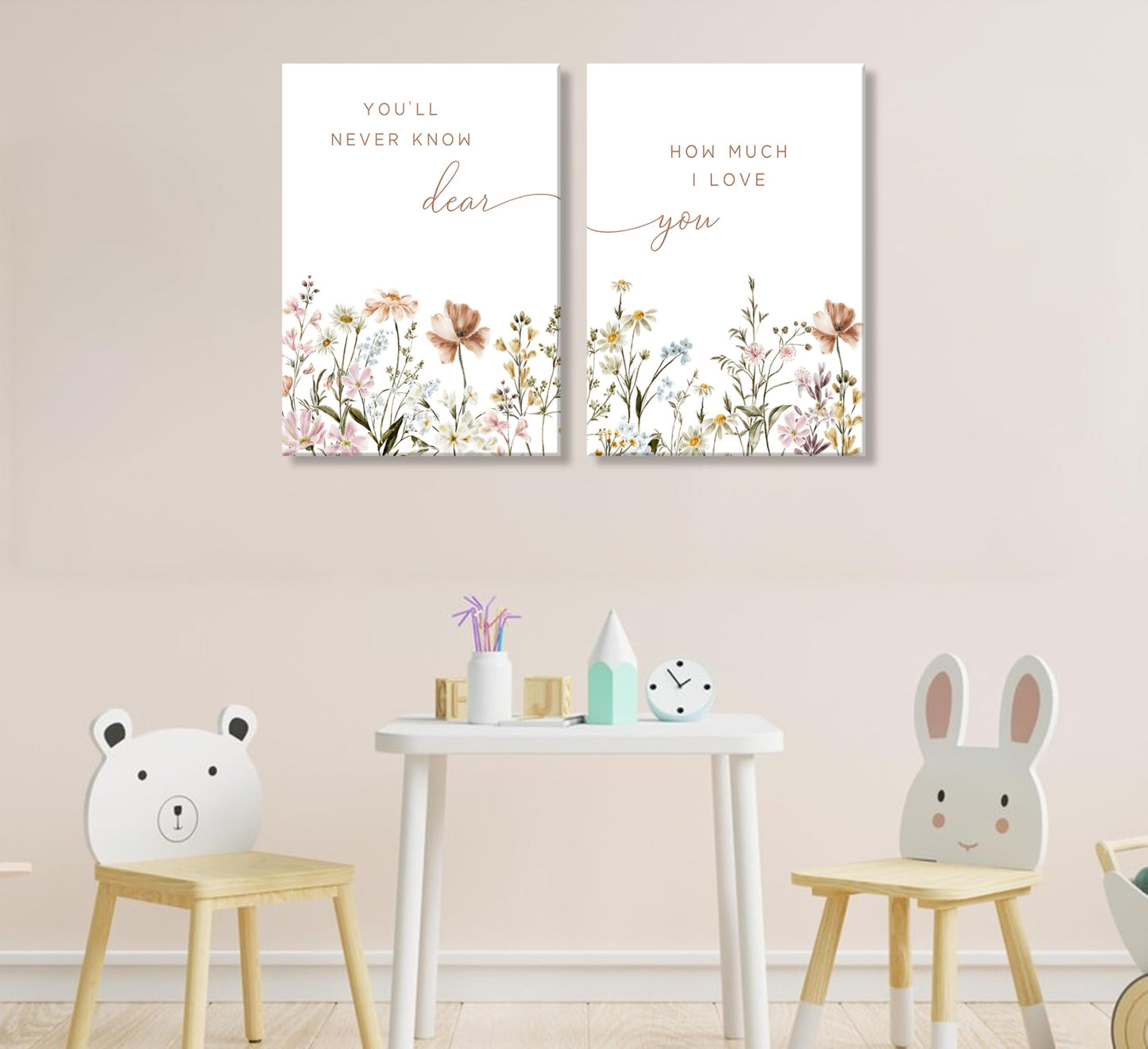 libitea 2 Pcs Wildflower Nursery Wall Art Flower Botanical Sentence Poster Painting Picture Wall Decor Boho Girl Nurseries PrintArtwork for Nursery Baby Room Living Room Bedroom Home Decoration