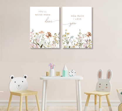 libitea 2 Pcs Wildflower Nursery Wall Art Flower Botanical Sentence Poster Painting Picture Wall Decor Boho Girl Nurseries PrintArtwork for Nursery Baby Room Living Room Bedroom Home Decoration