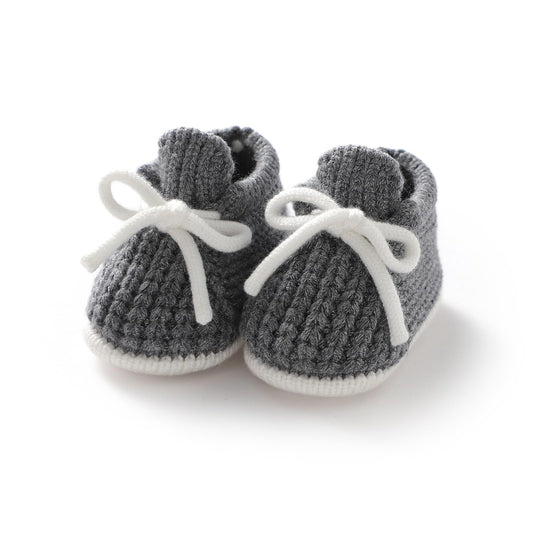 LAWKUL Baby Booties Knit Newborn Shoes Cozy First Walkers Infant Toddler Boots for Boy Girls 0-3 Months