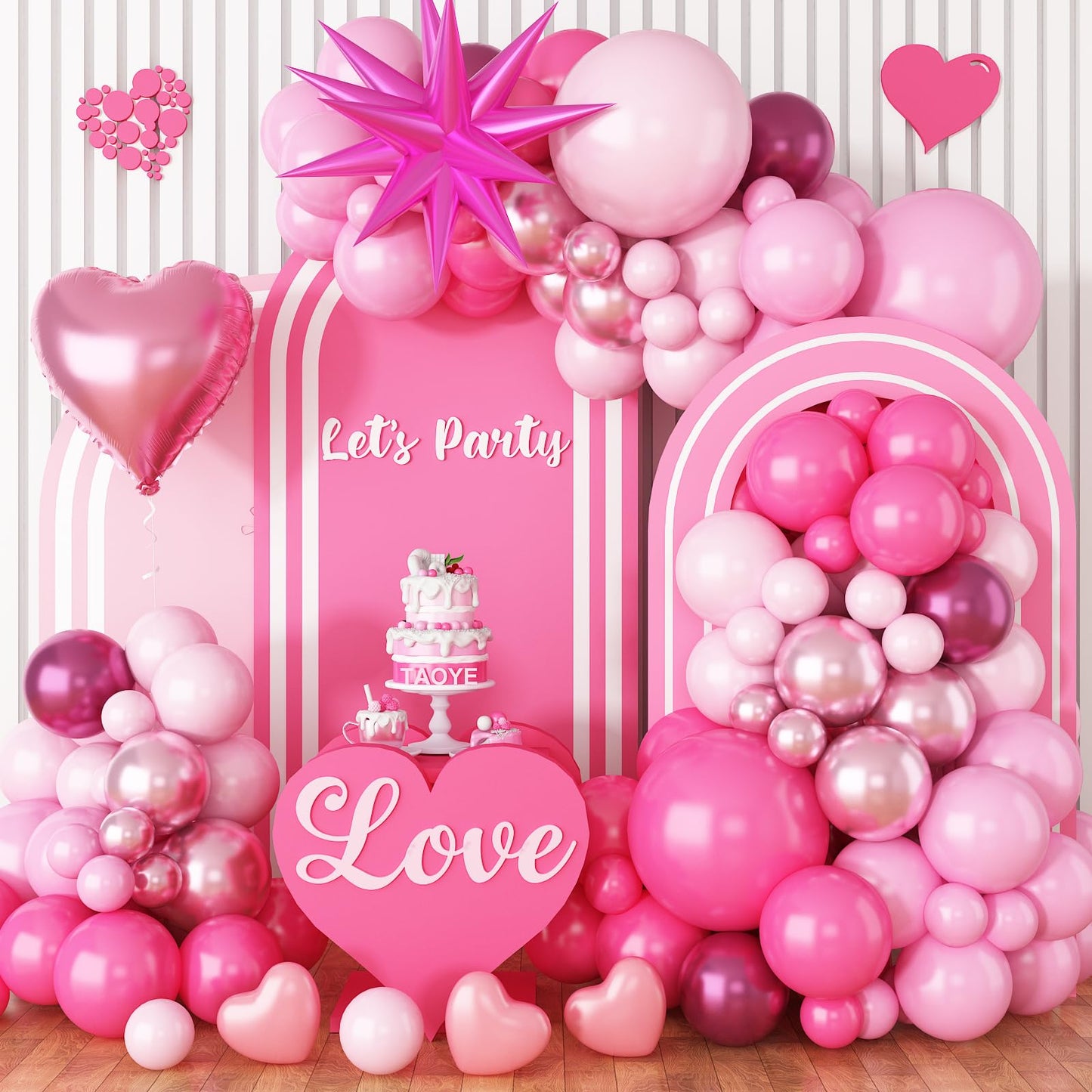 Pink White Balloon Arch Kit, Double Stuffed Pastel Pink Ivory White Balloon Garland, Baby Pink Cream White Balloons with 3pcs 18Inch Clear Balloons for Girls Birthday Baby Shower Party Decorations