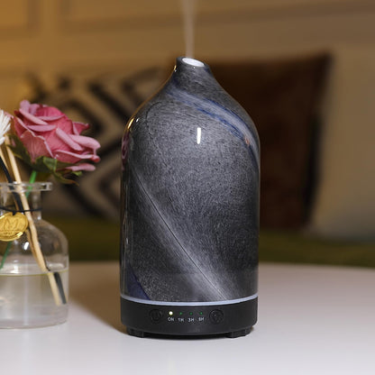 Essential Oil Diffuser Hand Blown Glass Aromatherapy Diffuser - Ultrasonic Cool Mist Scent Aroma Diffuser, Whisper Quiet with Auto Shut-Off, Timer Setting &7 Colors Night Light for Home