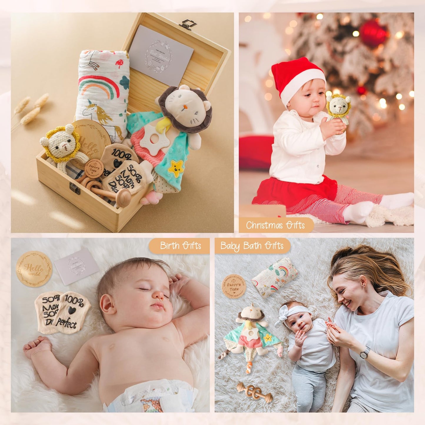 Bopoobo Baby Shower Gifts for Boys - New Born Gifts, Unique Essentials: Onesie, Blanket, Rattle, Lovey, Socks, Decision Coins, Milestone