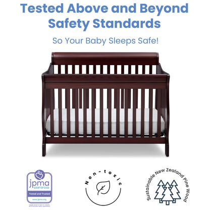 Delta Children Simmons Kids Carter 6-in-1 Convertible Crib - Greenguard Gold Certified, Black Ebony
