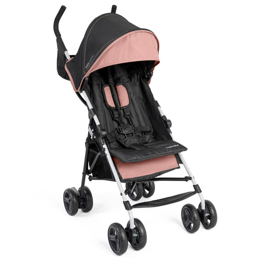 Summer by Ingenuity 3D Mini Convenience Stroller – Lightweight Stroller with Compact Fold, Multi-Position Recline, Canopy with Pop Out Sun Visor and More – Umbrella Stroller for Travel, Pink