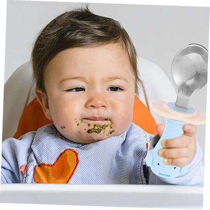 Toddler Fork Spoon Set Baby Cutlery Set Baby Training Utensils Anti-drop Rope Suction Cup 2 Pieces