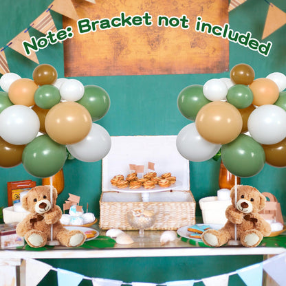Meooeck 185 Pcs Bear Baby Shower Party Decorations Table Centerpieces 5 Pcs 13. 5'' Gender Reveal Bears 180 Balloons Kit Baby Shower Table Decor for Birthday Wedding(Green, Brown, Nude, White)