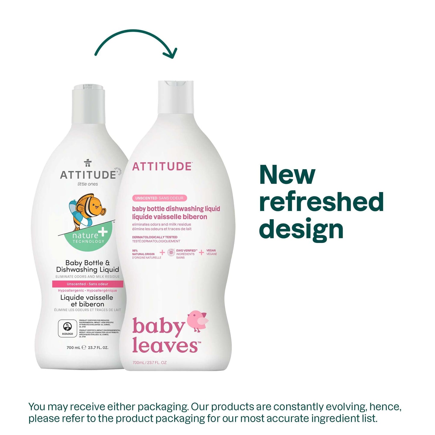 ATTITUDE Baby Dish Soap and Bottle Cleaner, EWG Verified Dishwashing Liquid, No Added Dyes or Fragrances, Tough on Milk Residue and Grease, Vegan, Pear Nectar, 23.7 Fl Oz