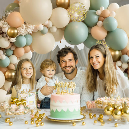 Sage Green Pink Balloon Arch Kit, Olive Green Light Pink Sand White Blush Metallic Gold Balloons with Gold Confetti Balloons for Girl Birthday Woodland Baby Shower Jungle Safari Decorations