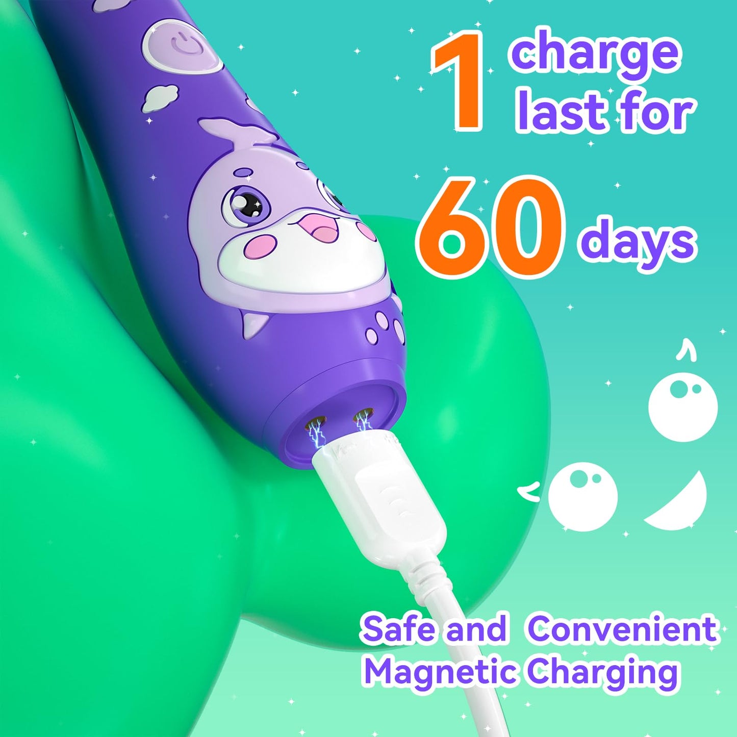 SEAGO Kids Electric Toothbrushes Rechargeable, Toddler Electric Toothbrush with Magnetic Charging, LED Observing Light, 8 Toothbrush Heads for Ages 2-4-6 Boys Girls (Pink)