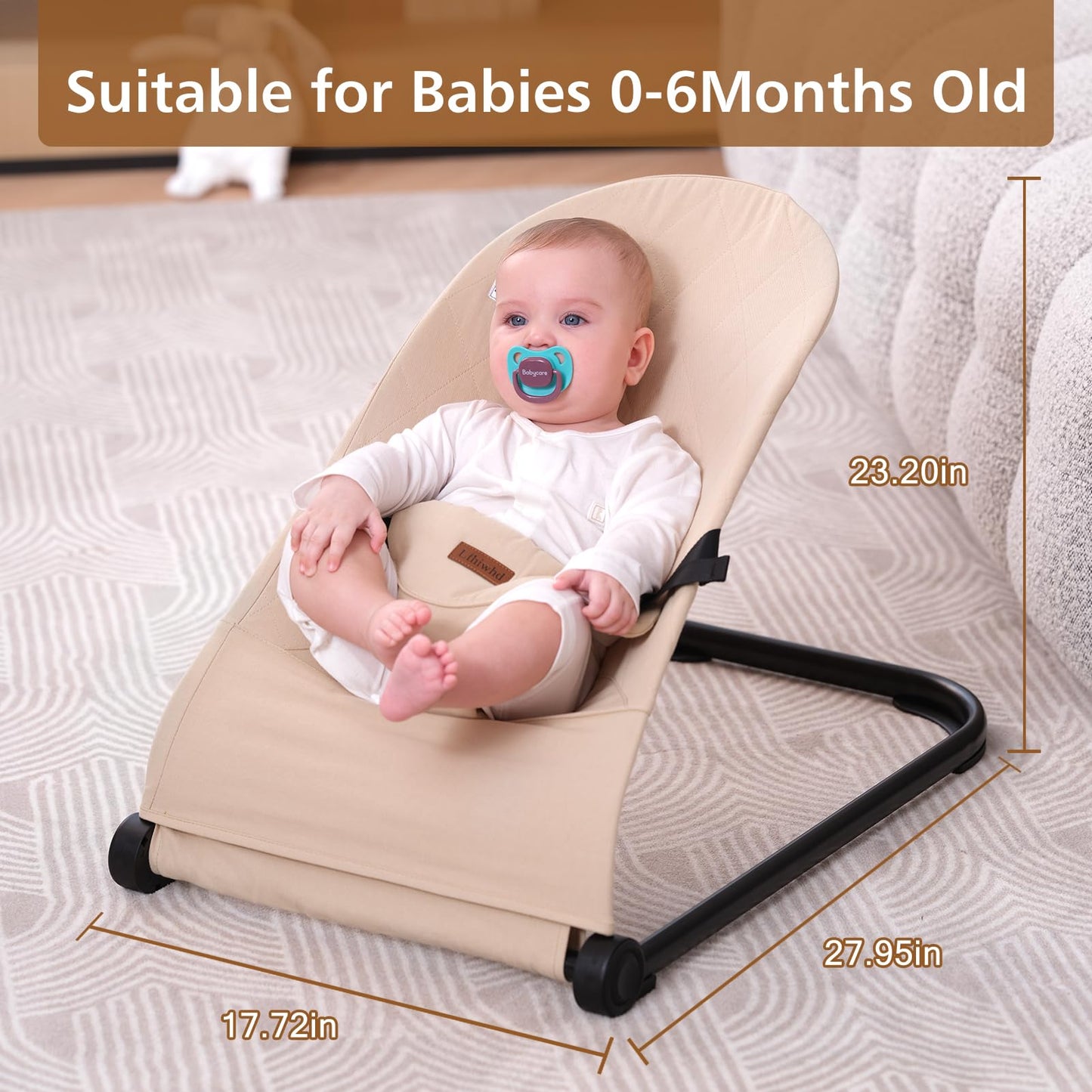 Baby Bouncer,Baby Bouncer Seat,Portable Infant Bouncer with 3-Point Safety Harness,Ergonomic Bouncy Seat, Newborns Bouncer for Babies 0-6 Months up to 20lbs,ASTM-Certified(Pink)