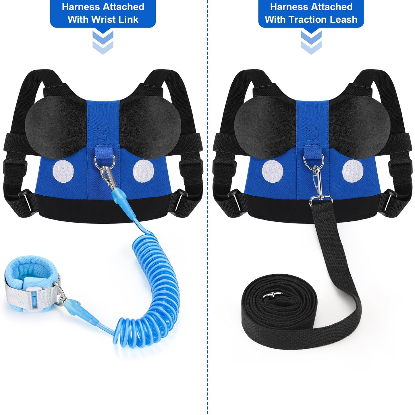 Accmor Toddler Leash Harness, Child Harness Baby Leash + Anti-Lost Wrist Link, Cute Kids Harness with Walking Strap Tether Belt for 1-5 Years Boys and Girls to Zoo or Mall
