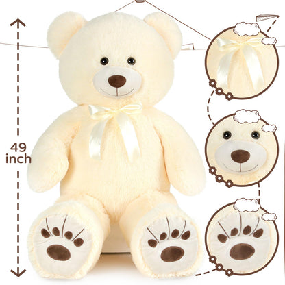 Muiteiur 49 inch Giant Teddy Bear Stuffed Animal, Big Bear Plush with Big Footprint, Great Gift for Party Decorations (Brown)