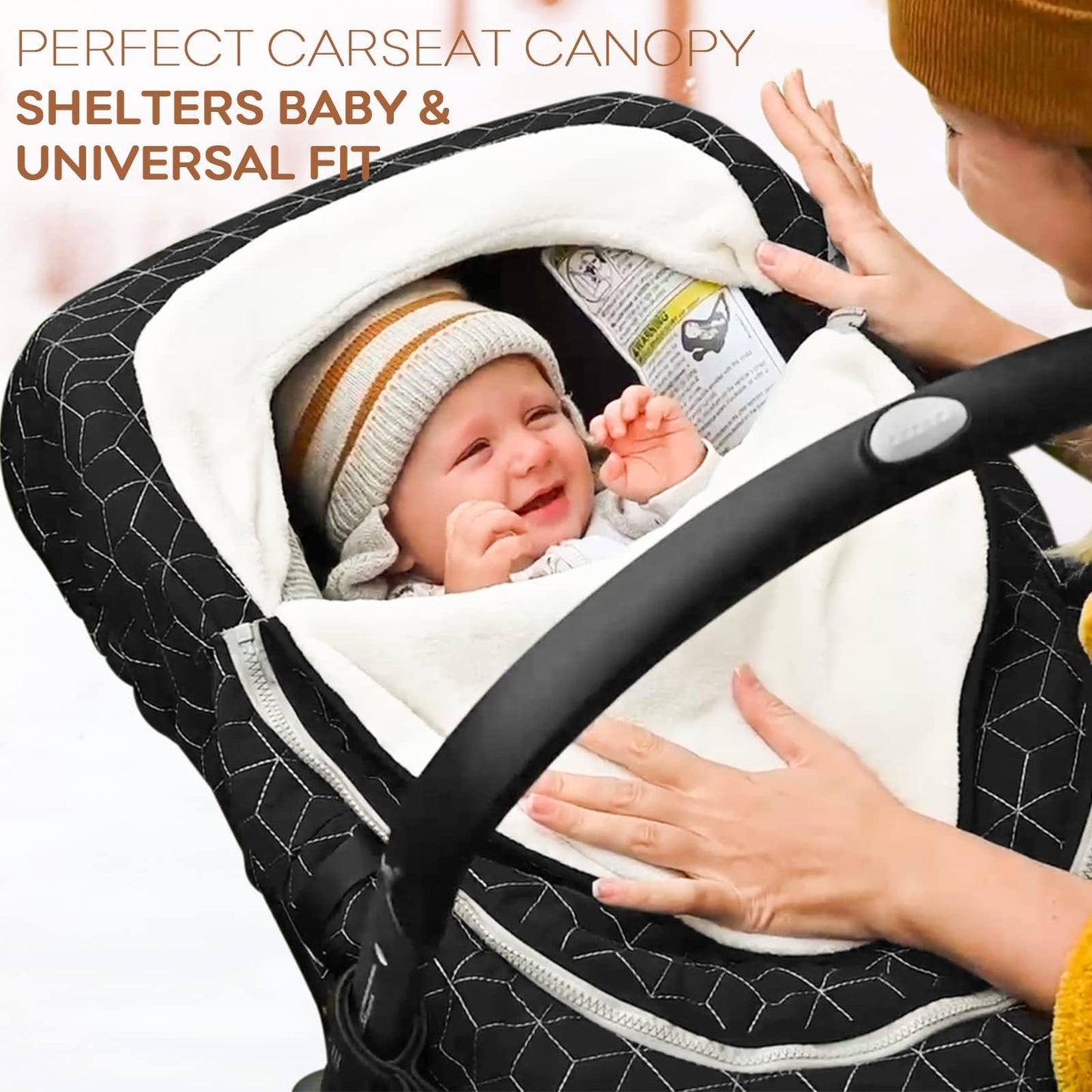 Yoofoss Baby Car Seat Cover Winter Carseat Canopies Cover to Protect Baby from Cold Wind, Super Warm Plush Fleece Baby Carrier Cover for Infant Boys Girls (Pink)
