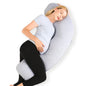 Momcozy Pregnancy Pillows for Side Sleeping, J Shaped Maternity Body Pillow for Pregnancy, Soft Pregnancy Pillow for Head Neck Belly Support, Blue
