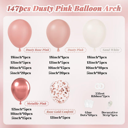 147pcs Neutral Balloon Garland Arch Kit, Different Sizes with Beige Cream Sand White Metallic Champagne Gold Balloons for Wedding Bridal Shower Birthday Boho Neutral Baby Shower Party Decorations