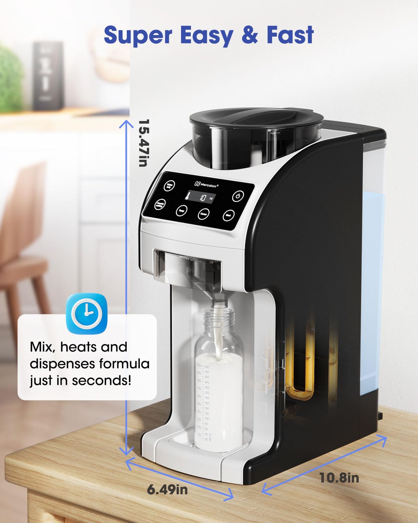 Instant Formula Maker, Fast and Customizable Formula Dispenser Machine with Accurate Temperature Control for Baby, Automatic Powder Blending for All Brands of Bottles and Formula, White