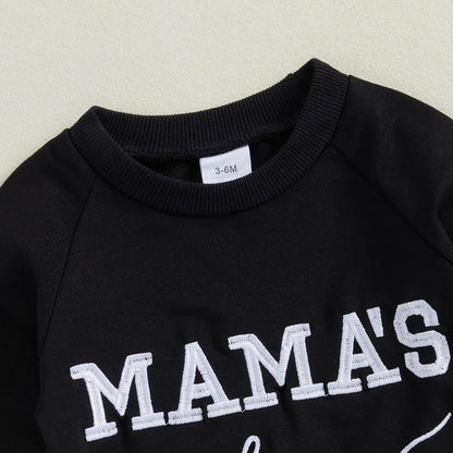 Newborn Baby Boy Fall Outfit Mamas Boy Embroidery Jumpsuit Long Sleeve Crewneck Romper Infant Boy Winter Clothes