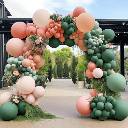 Pink Blue Green Balloon Garland Double Stuffed Dusty Light Green Baby Blue Blush Mauve Latex Pastel Balloon Arch Kit for Boho Baby Shower Gender Reveal Bear Birthday Floral Party Decoration