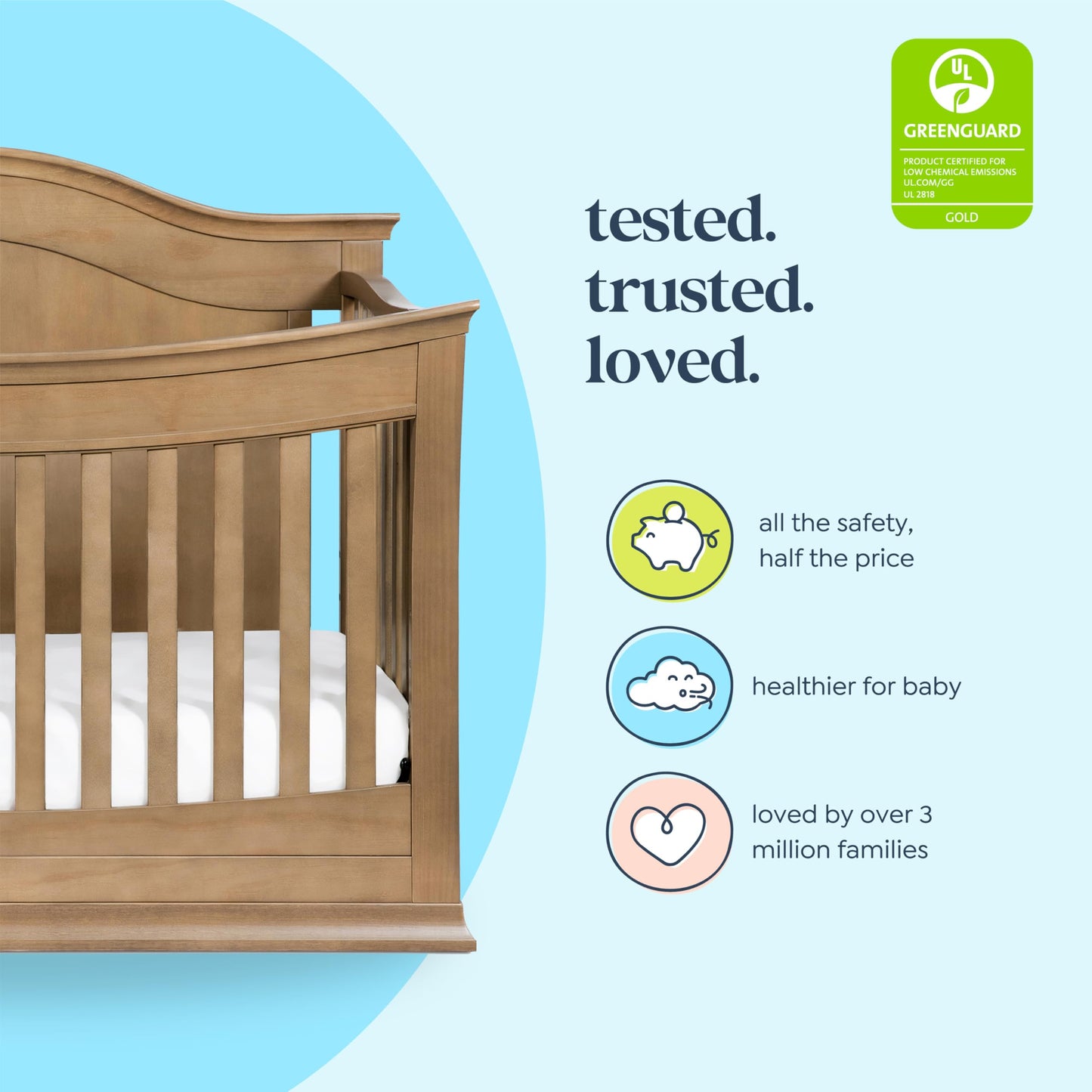 DaVinci Meadow 4-in-1 Convertible Crib in White, Greenguard Gold Certified