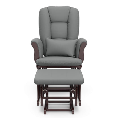 Storkcraft Tuscany Custom Glider and Ottoman with Free Lumbar Pillow (White/Slate Gray Swirl) - Cleanable Upholstered Comfort Rocking Nursery Chair with Ottoman
