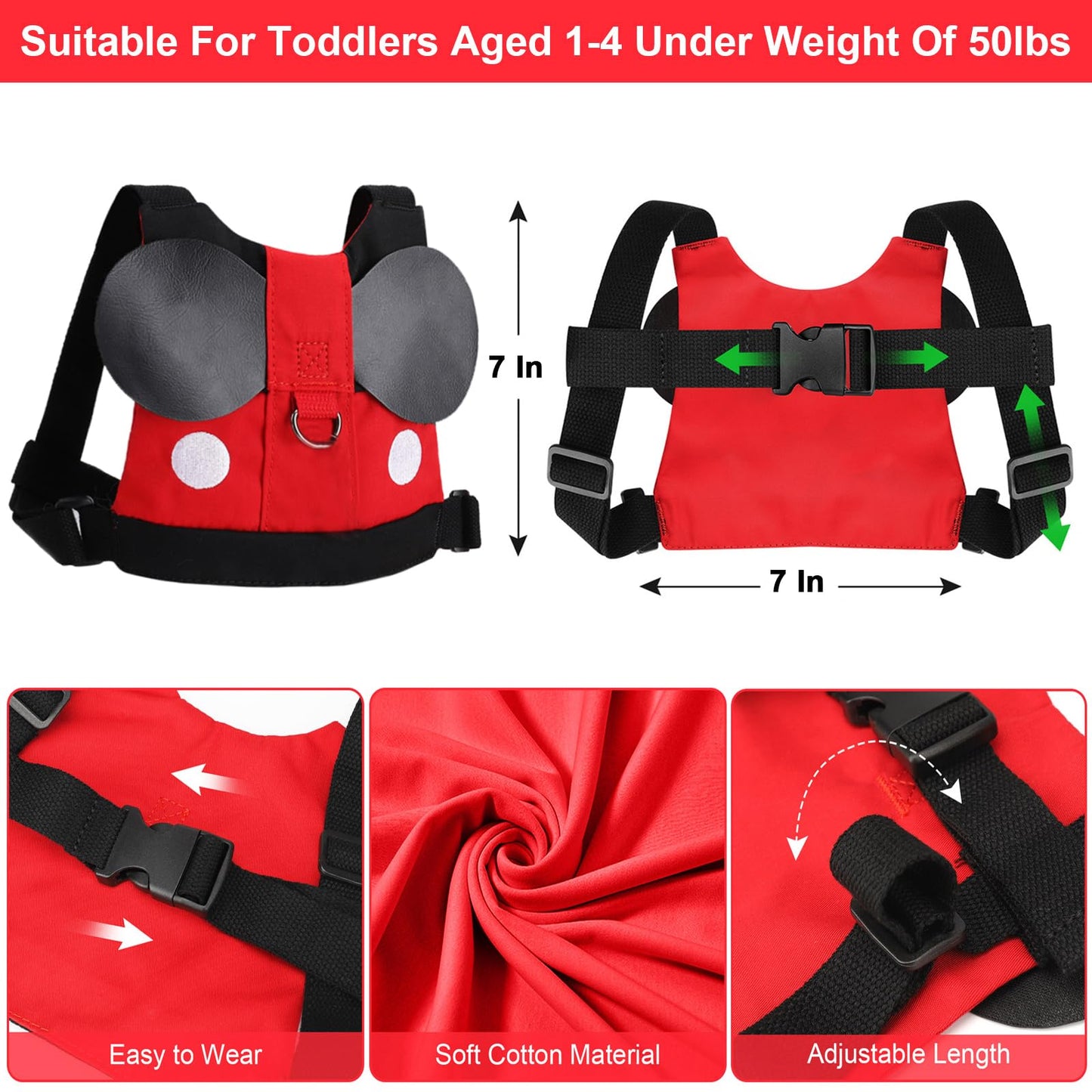 Accmor Toddler Leash Harness, Child Harness Baby Leash + Anti-Lost Wrist Link, Cute Kids Harness with Walking Strap Tether Belt for 1-5 Years Boys and Girls to Zoo or Mall