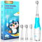 DADA-TECH Toddler Electric Toothbrush Kids Age 1-2-3 Years Old, Baby Electric Toothbrush with LED Light 2 Minutes Timer 4 Vibrating Heads for Infants Toothbrush 6 to 12 Months and Up (Pink Penguin)