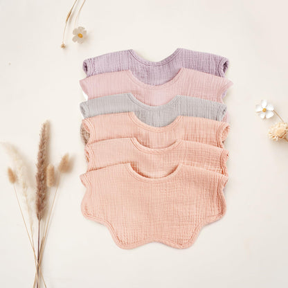 Konssy Muslin Baby Bibs 100% Cotton Absorbent Bandana Drool Bibs for Teething and Drooling, 6-Pack for Baby Boys & Girls