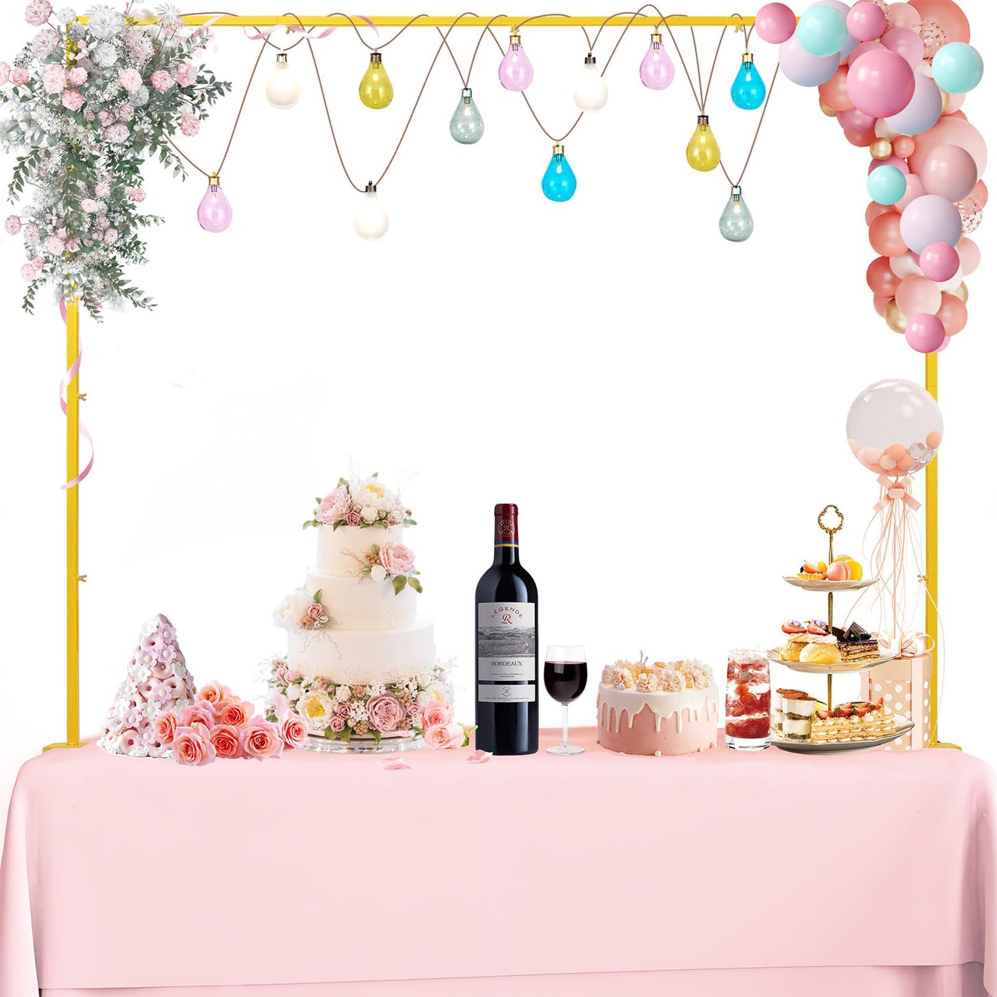 Over The Table Rod Stand with Clamps,Black 33"-100" Adjustable Table Top Frame Backdrop Stand Table Balloon Stand for Wedding Halloween Birthday Party Birthday Christmas Baby Shower Decor