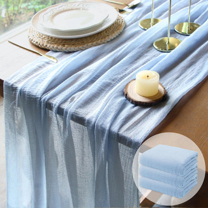 FEXIA Beige Cheesecloth Table Runner 35x120 Inches Ivory Gauze Rustic Boho Spring Easter Table Runner for Engagement Party Decorations Bridal Shower Wedding Party First Communion Centerpiece