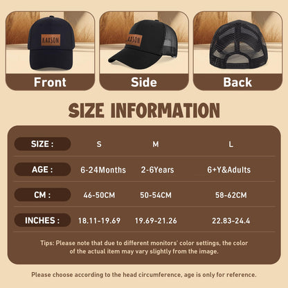 Personalized Baby Baseball Cap Toddler Baseball Hat for Boys & Girls - Infant Sun Hat