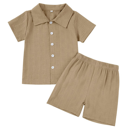 U·nikaka Baby Boys 2 Piece Summer Outfits Casual Toddler Short Sets Little Boys Button Down Shirts Tops and Shorts 2-6Y
